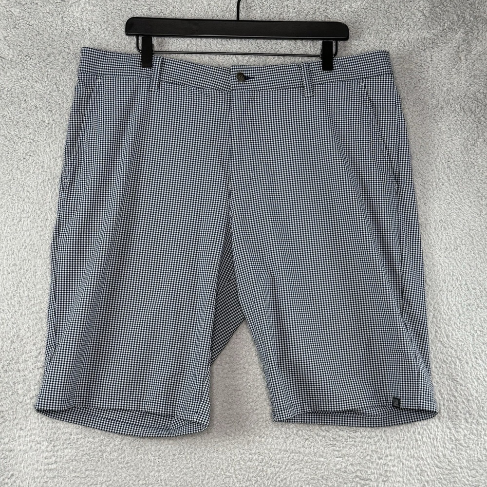 Adidas Men's Size 38 Black White Check Plaid Golf Chino Shorts Pockets